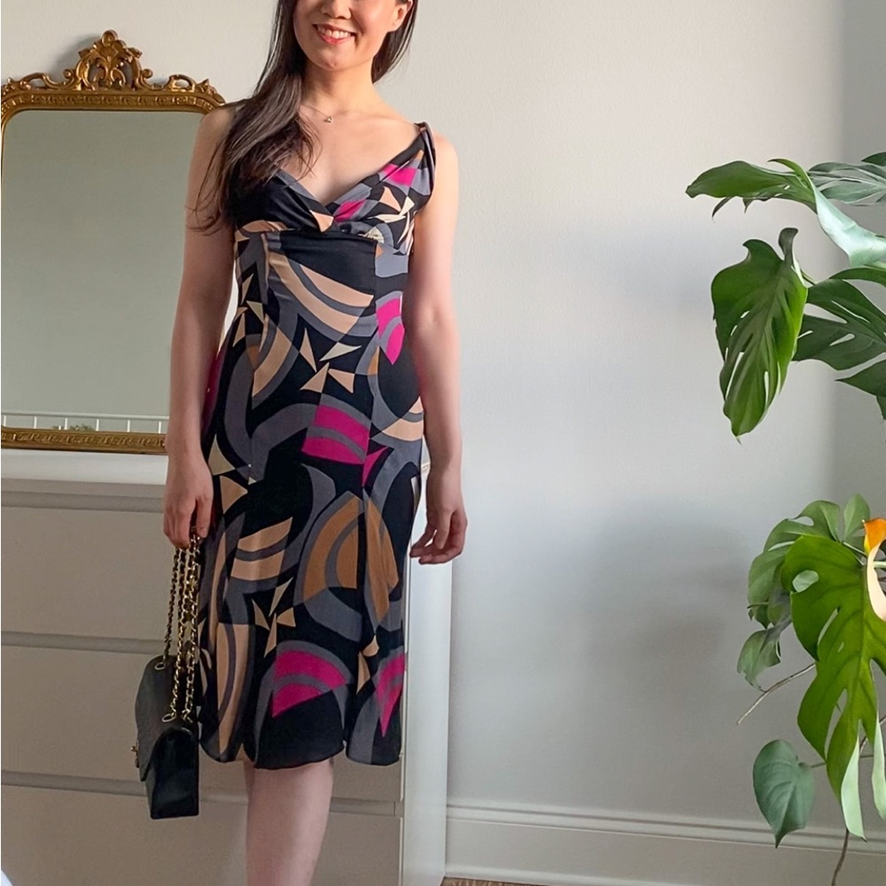 Dvf Clooney geometric silk dress size 0